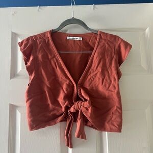 Abercrombie & Fitch Terracotta Tie-Front Blouse